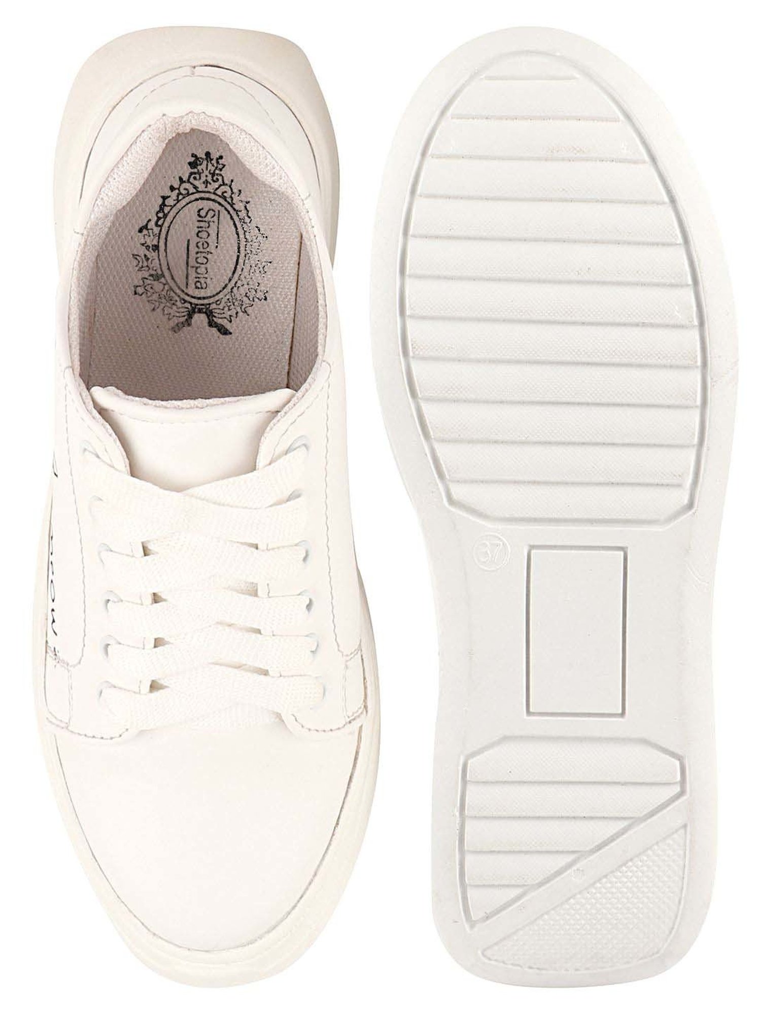 Shoetopia Kids White Casual Sneakers