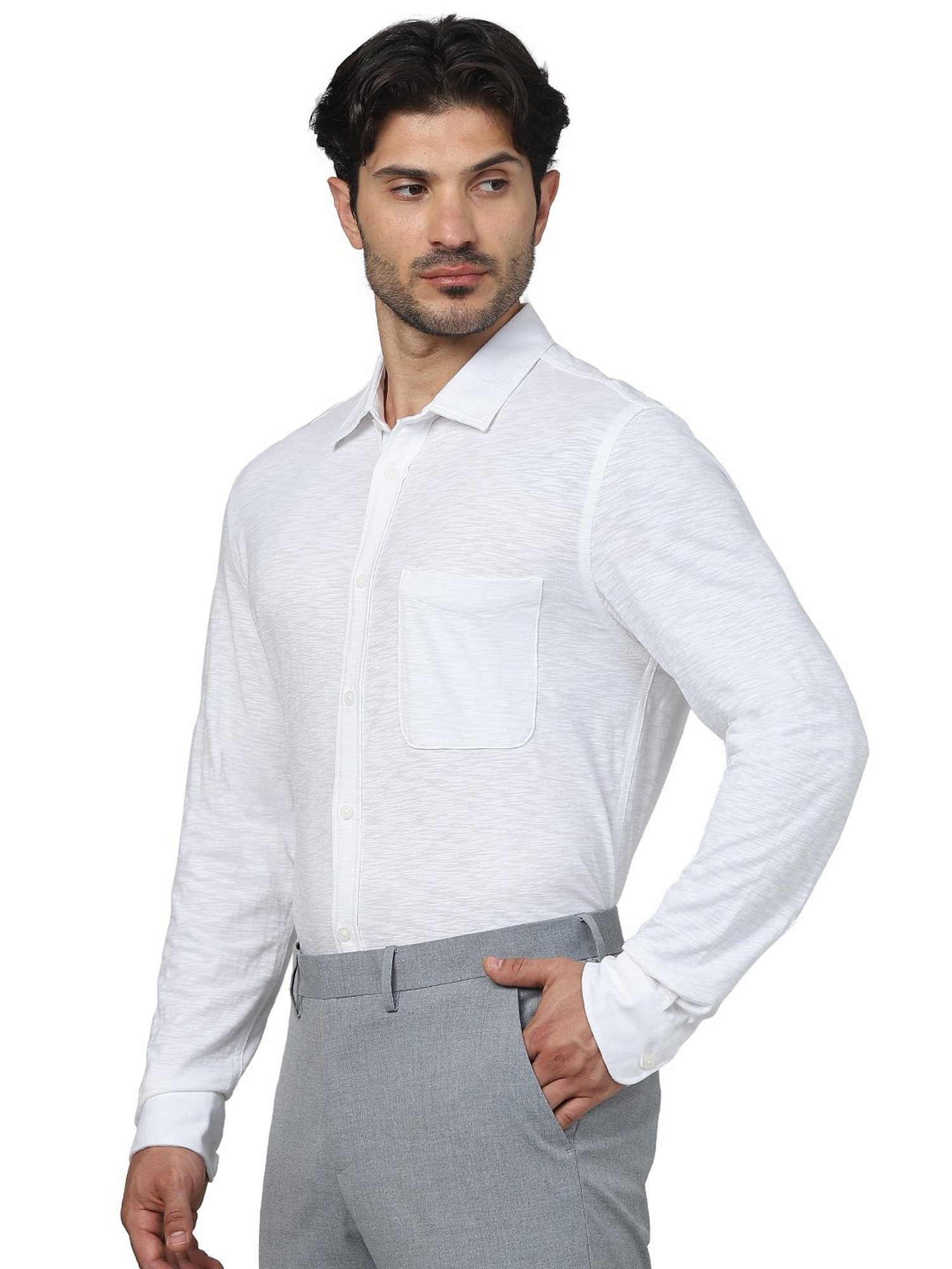 Spykar Blue Cotton Slim Fit Checks Shirt