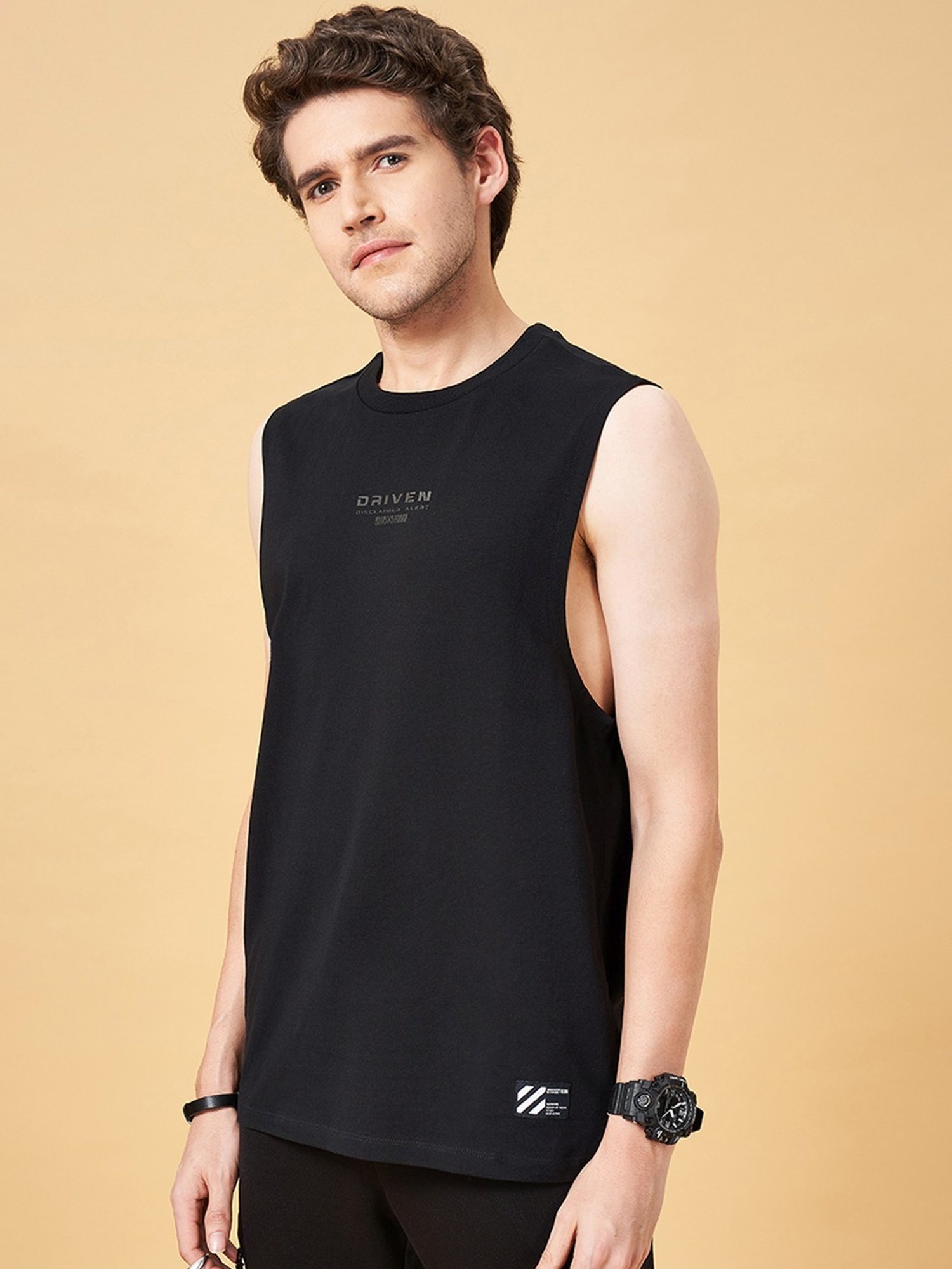 Street 808 by Pantaloons Jet Black Relaxed Fit Vest