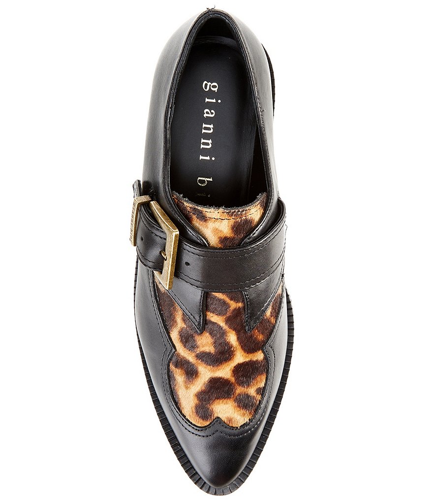 Gianni Bini Slaede Leopard Print Calf Hair Platform Creepers