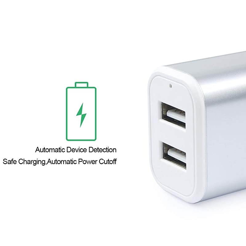 USB Wall Charger, USB Plug, Android Phone Charger, Charger Block 2.1A Dual Port Charging Cube Power Adapter with 6ft Micro USB Charger for Galaxy J7 J5 J3, Samsung S7/S6 Edge, LG stylo 2/3