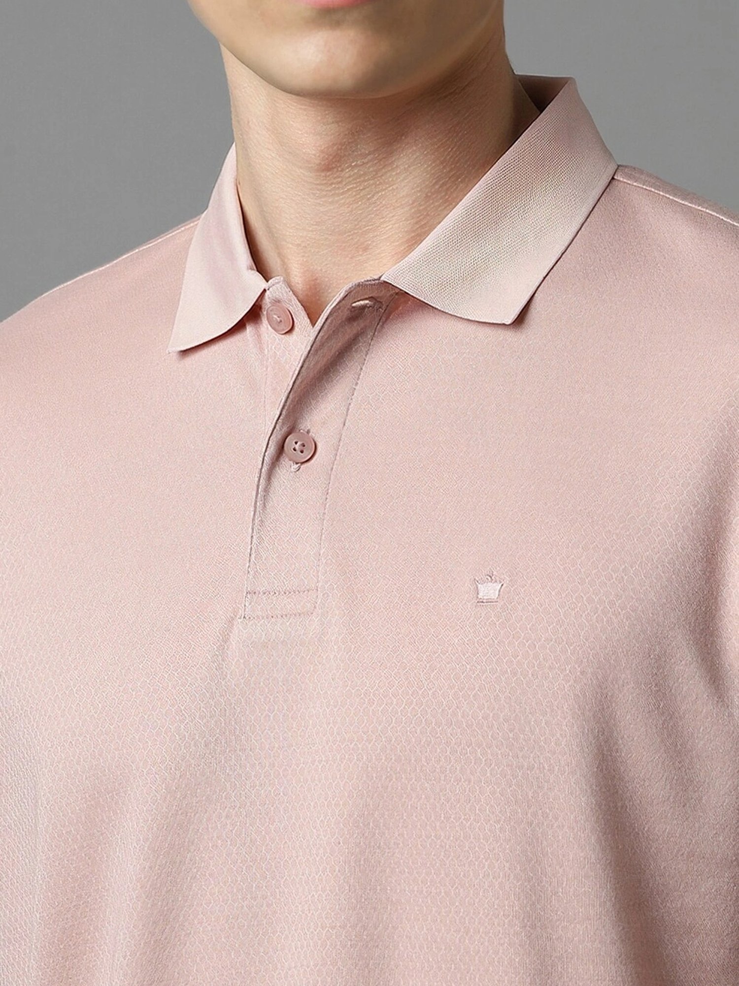 Louis Philippe Pink Regular Fit Printed Polo T-Shirt