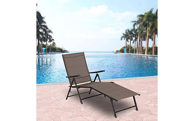Copa Backpack Single Position Folding Aluminum Beach or Poolside Lounge Chair with Backpack Straps, Dark Blue