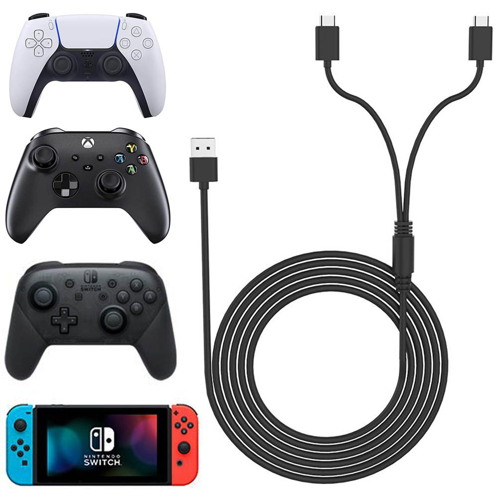 Charging Cable for PS5 DualSense Controller, 2 in 1 10ft Type C PS5 Controller Charger Cable Fast Charging Cable for Xbox Series X/S /Playstation 5/Nintendo Switch/Other USB Type-C Device