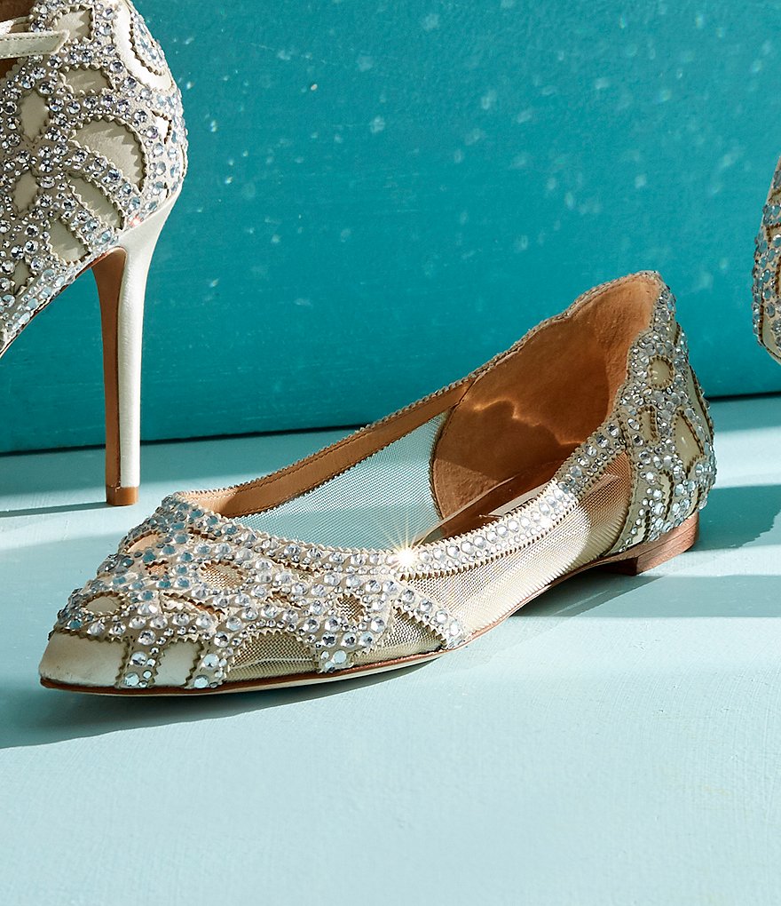 Badgley Mischka Gigi Rhinestone-Embellished Pointed-Toe Flats