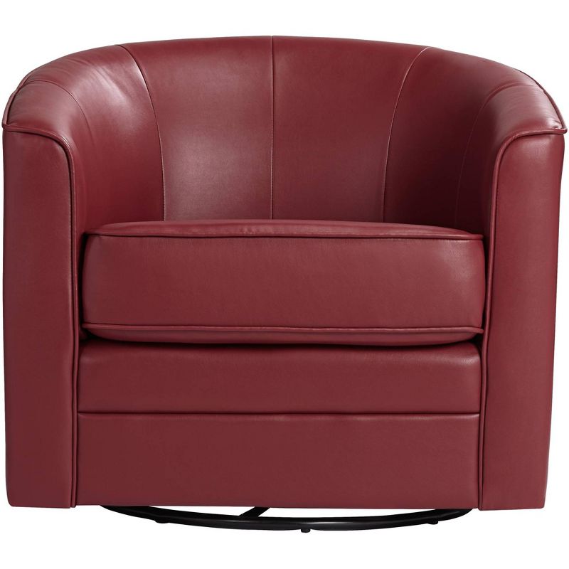 Studio 55D Keller Scarlet Red Bonded Leather Swivel Club Chair