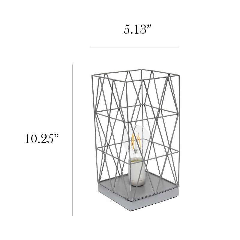 Metal Geometric Square Table Lamp Gray - Simple Designs