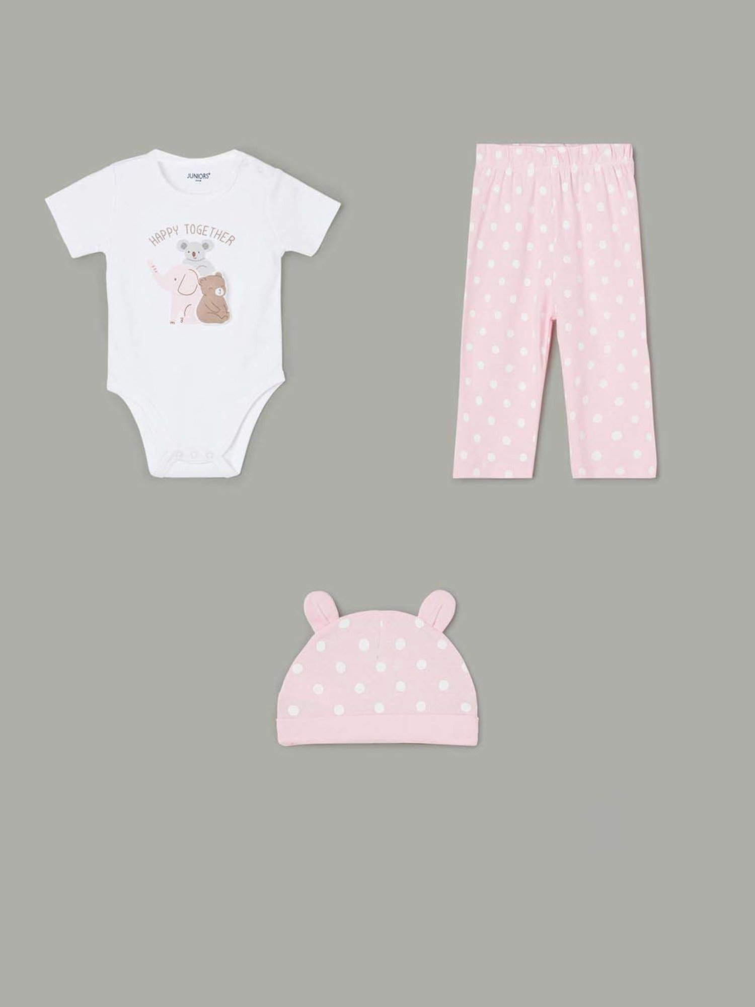 Juniors by Lifestyle Kids White & Pink Cotton Coordinate Set
