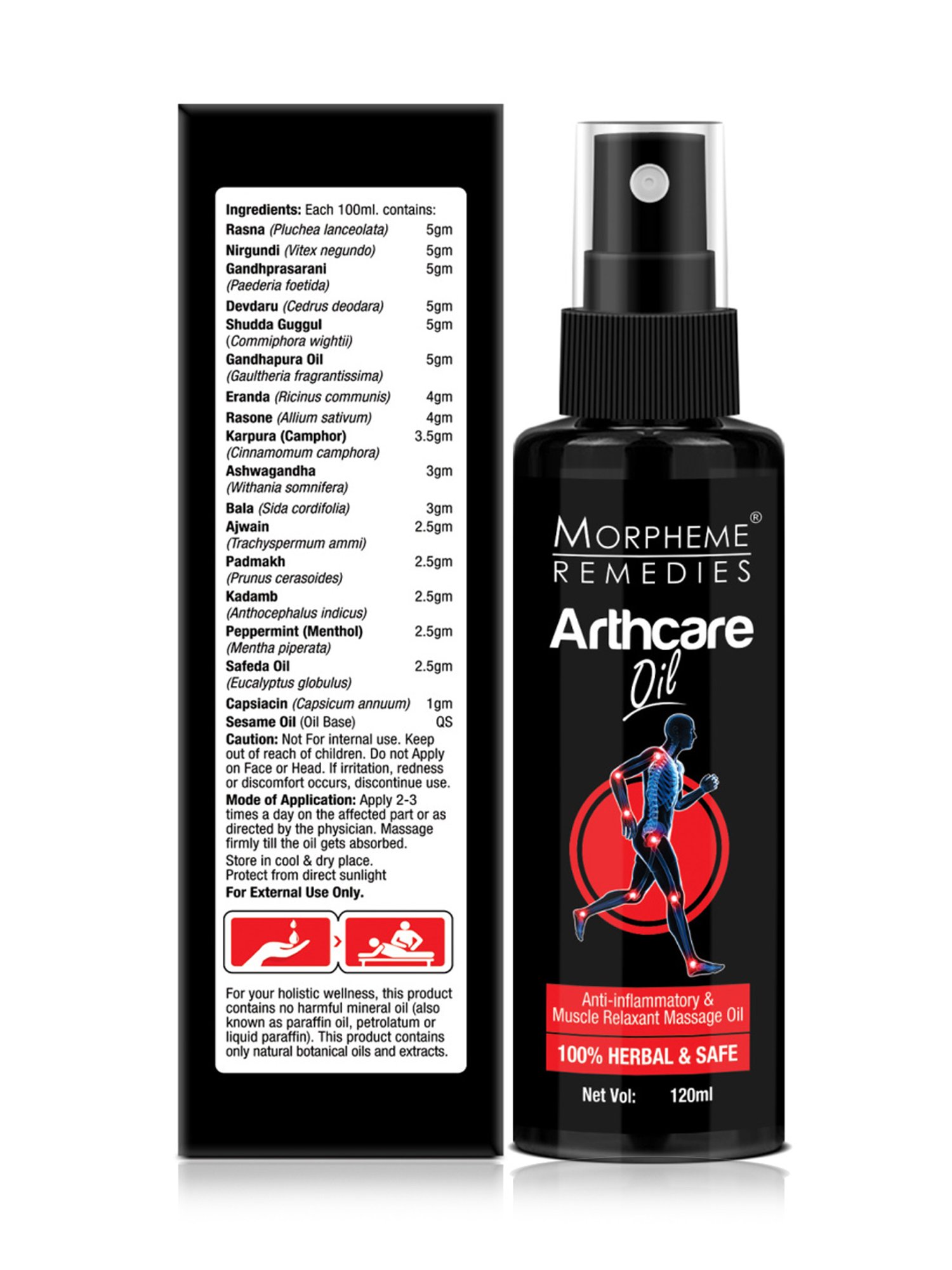 Morpheme Remedies Arthcare Pain Relief Oil for Body, Back, Legs, Knee - 120 ml