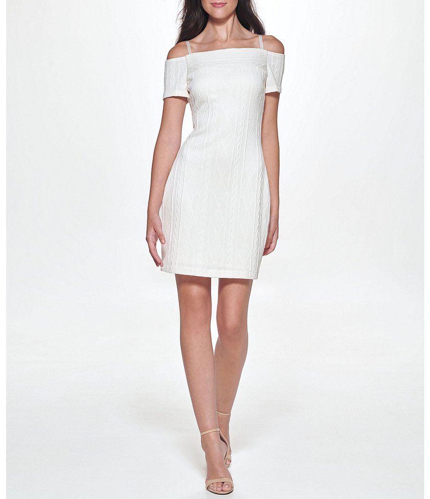 Laundry by Shelli Segal Ruffle Front Stretch Crepe Faux Wrap Dress