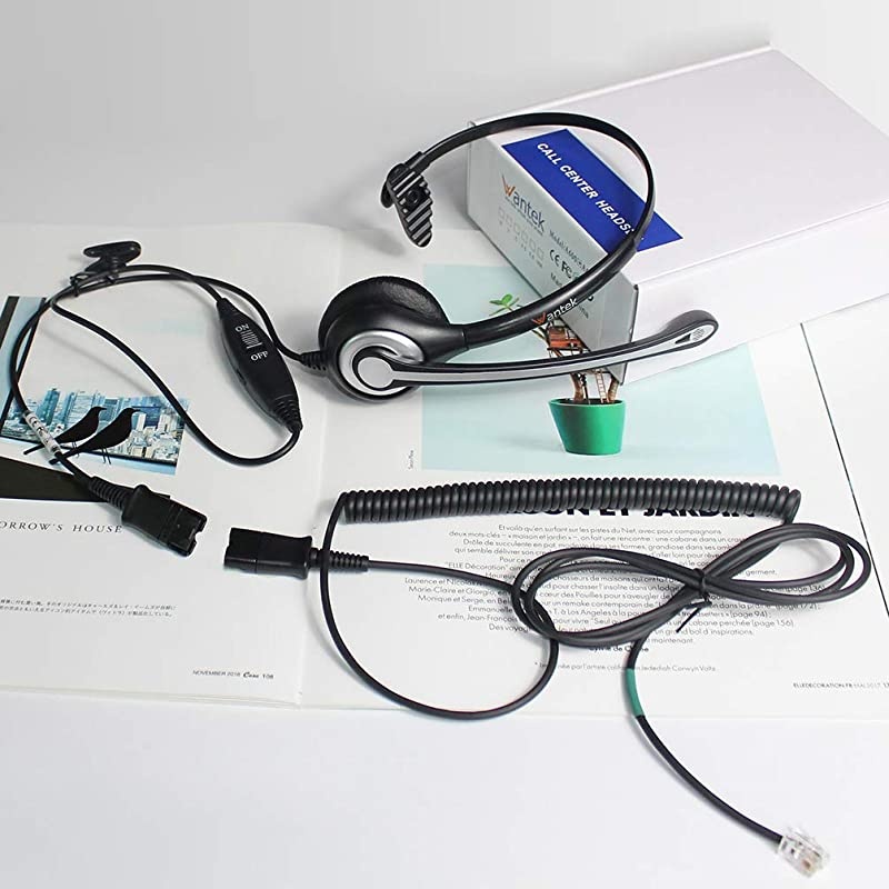 Corded Office Telephone Headset RJ9 with Noise Cancelling Mic and Quick Disconnect for Polycom VVX310 VVX311 VVX410 VVX411 Shoretel 230 480 Avaya 1408 1416 5410 Mitel 5220 5330e Phones600QS3