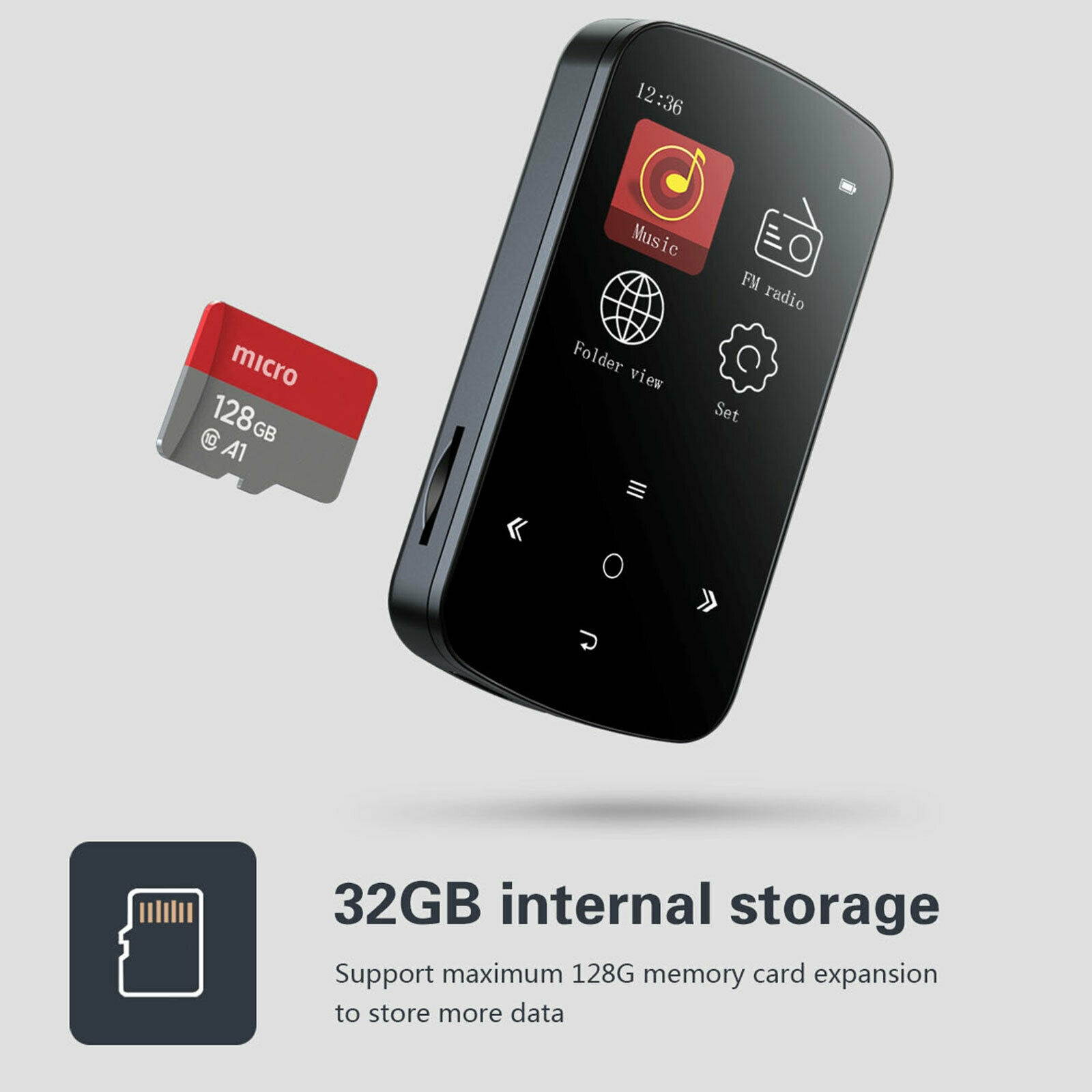 32GB Portable Sport Clip MP3 Player w/Bluetooth 4.2 HIFI Music FM Radio Recorder