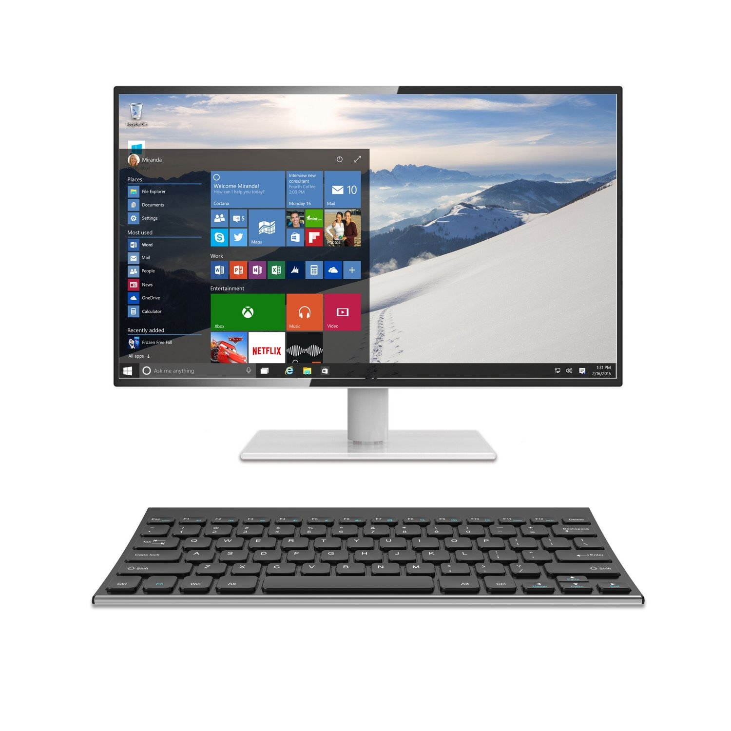 Arteck 2.4G Wireless Keyboard Stainless Steel Ultra Slim Full Size Keyboard for Computer/Desktop/PC/Laptop/Surface/Smart TV and Windows 10/8/7/Vista/XP Built in Rechargeable Battery