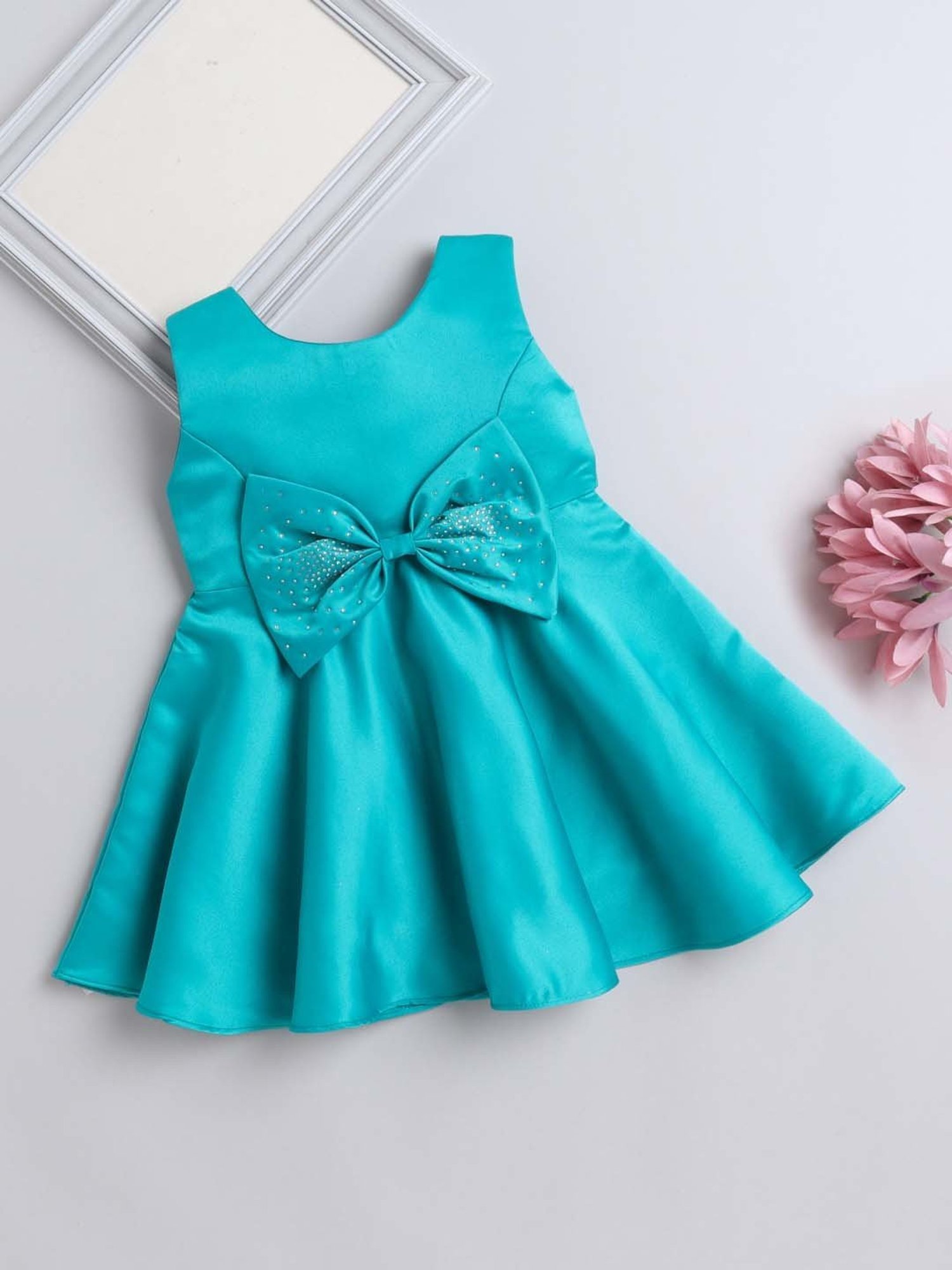 The Magic Wand Kids Sea Green Applique Dress