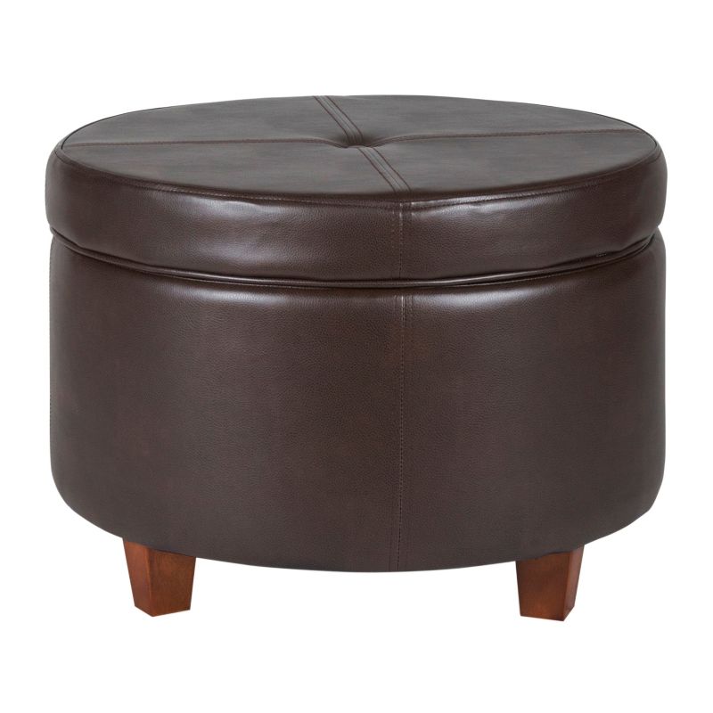 Large Faux Leather Storage Bench Chocolate Brown - HomePop