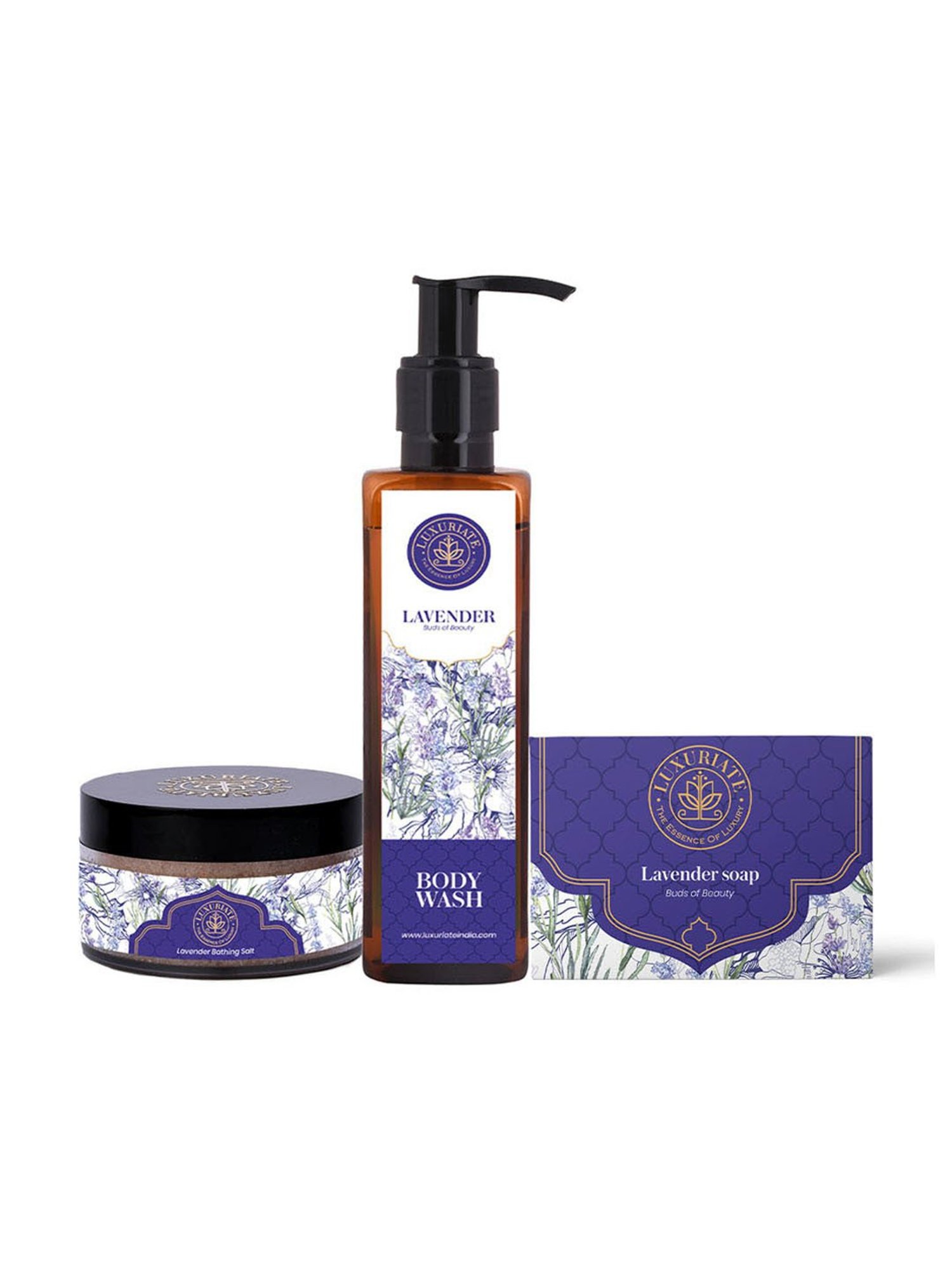 Luxuriate Lavender Bath Salt, Soap and Body Wash Combo