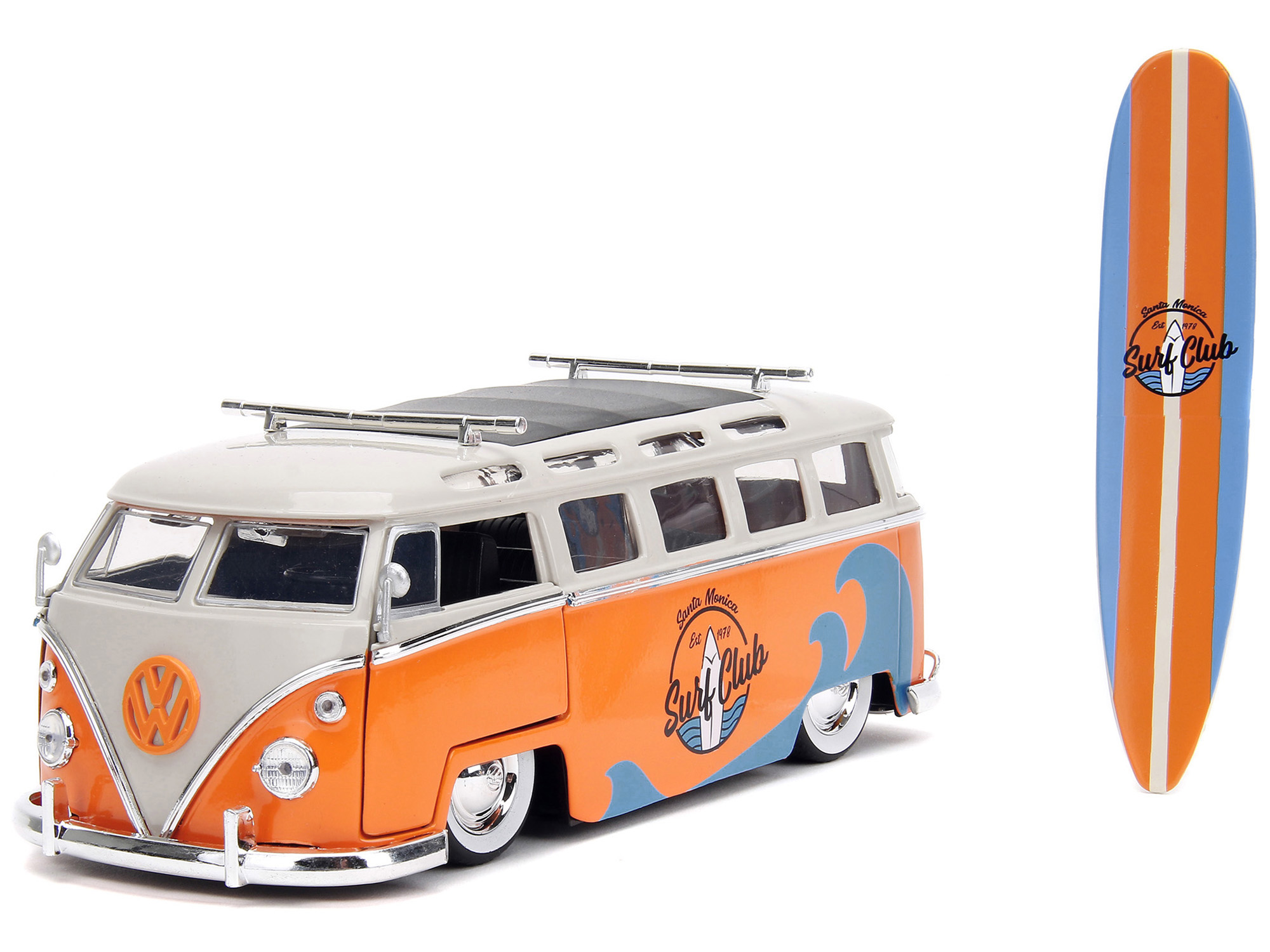 Volkswagen Van Samba Bus Red and White 1/25 Diecast Model by Maisto
