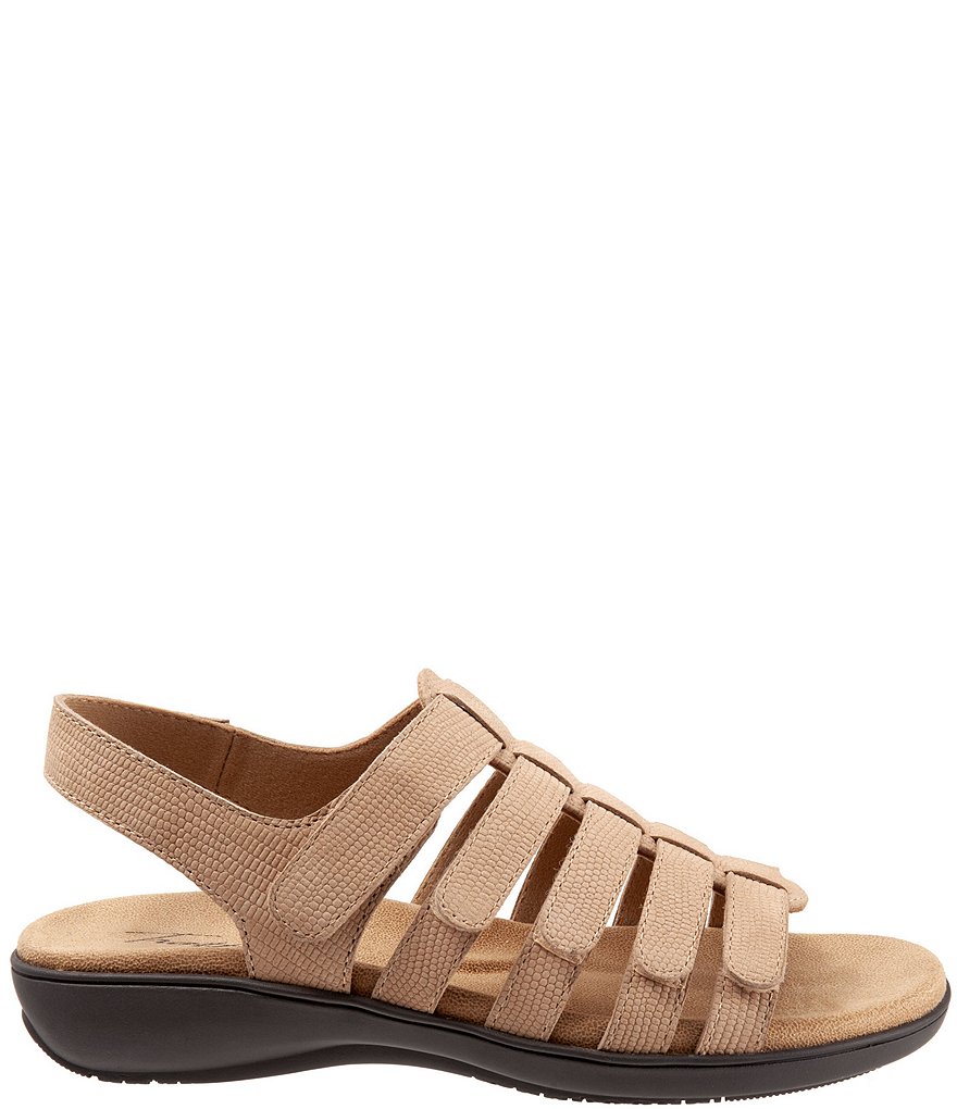 Trotters Tiki Lizard Textured Nubuck Hook and Loop Leather Sandals
