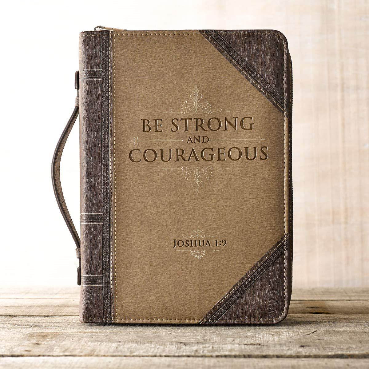 Antique Book "Be Strong & Courageous" Bible / Book Cover - Joshua 1:9 (Medium)