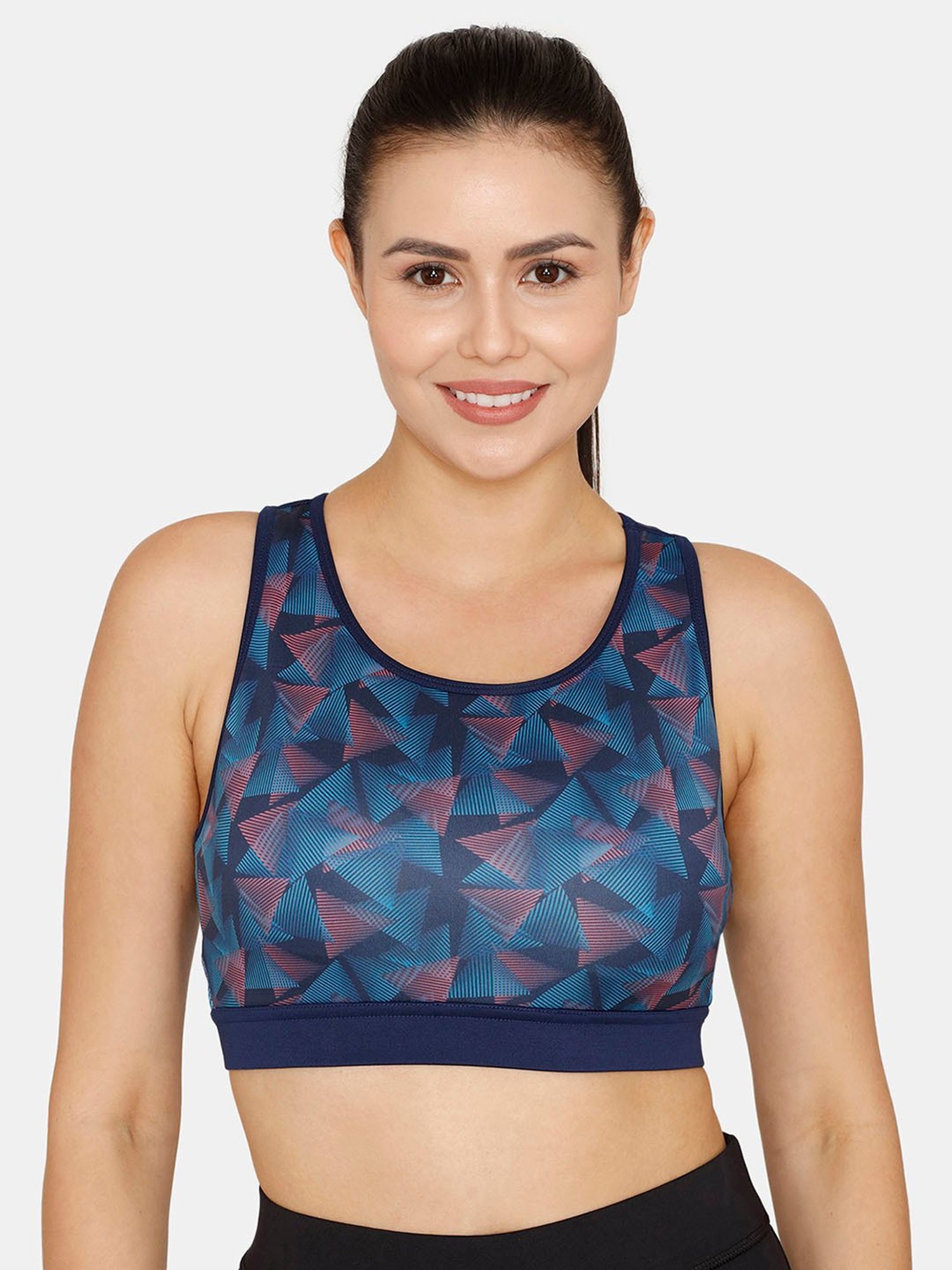 Zelocity by Zivame Blue Printed Sports Bra