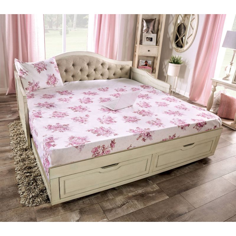 Twin Golar Solid Wood Daybed with Extendable Trundle Antique White - HOMES: Inside + Out