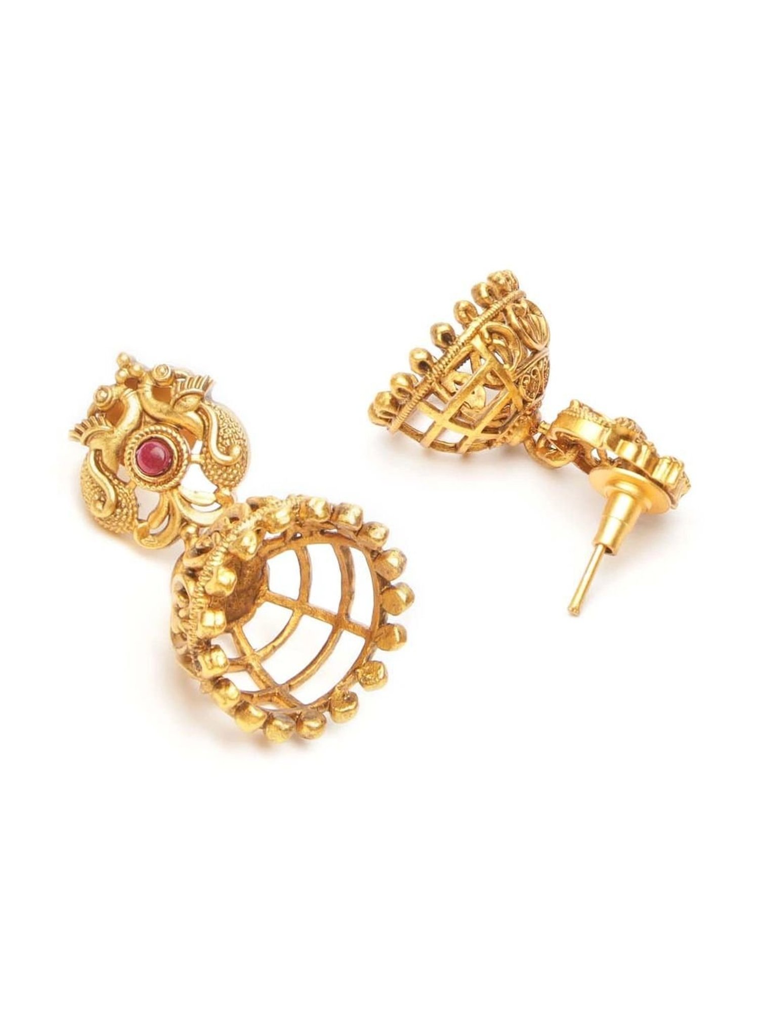 Saraf RS Jewellery Gold-plated Peacock Motif Temple Jewellery Set