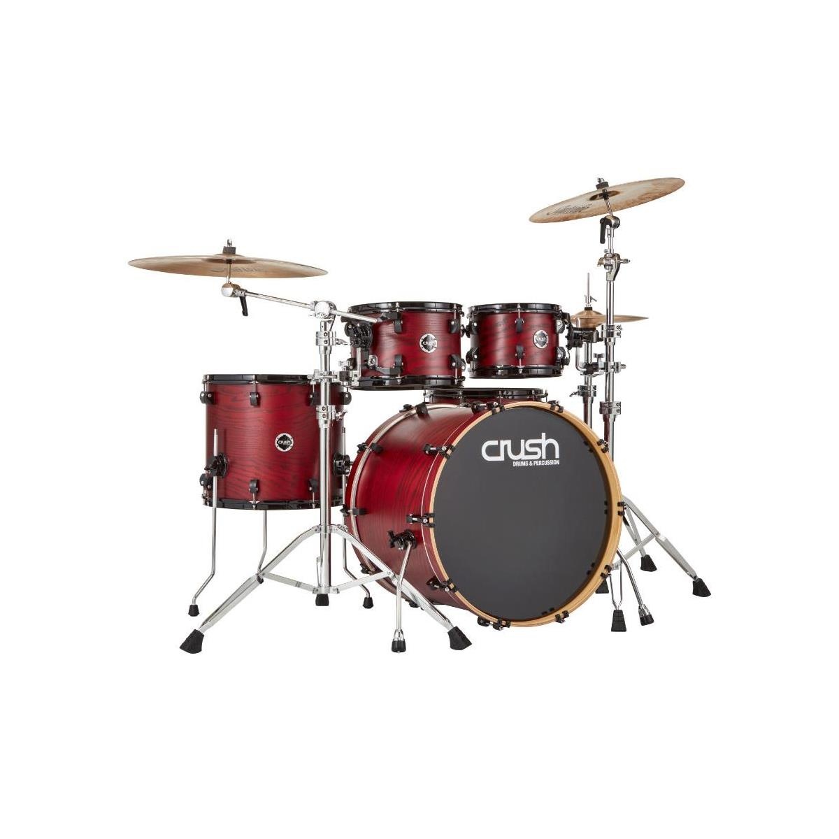 Crush Drums Chameleon Ash 5 Piece Shell Pack, 22x18" Bass Drum, Dark Red