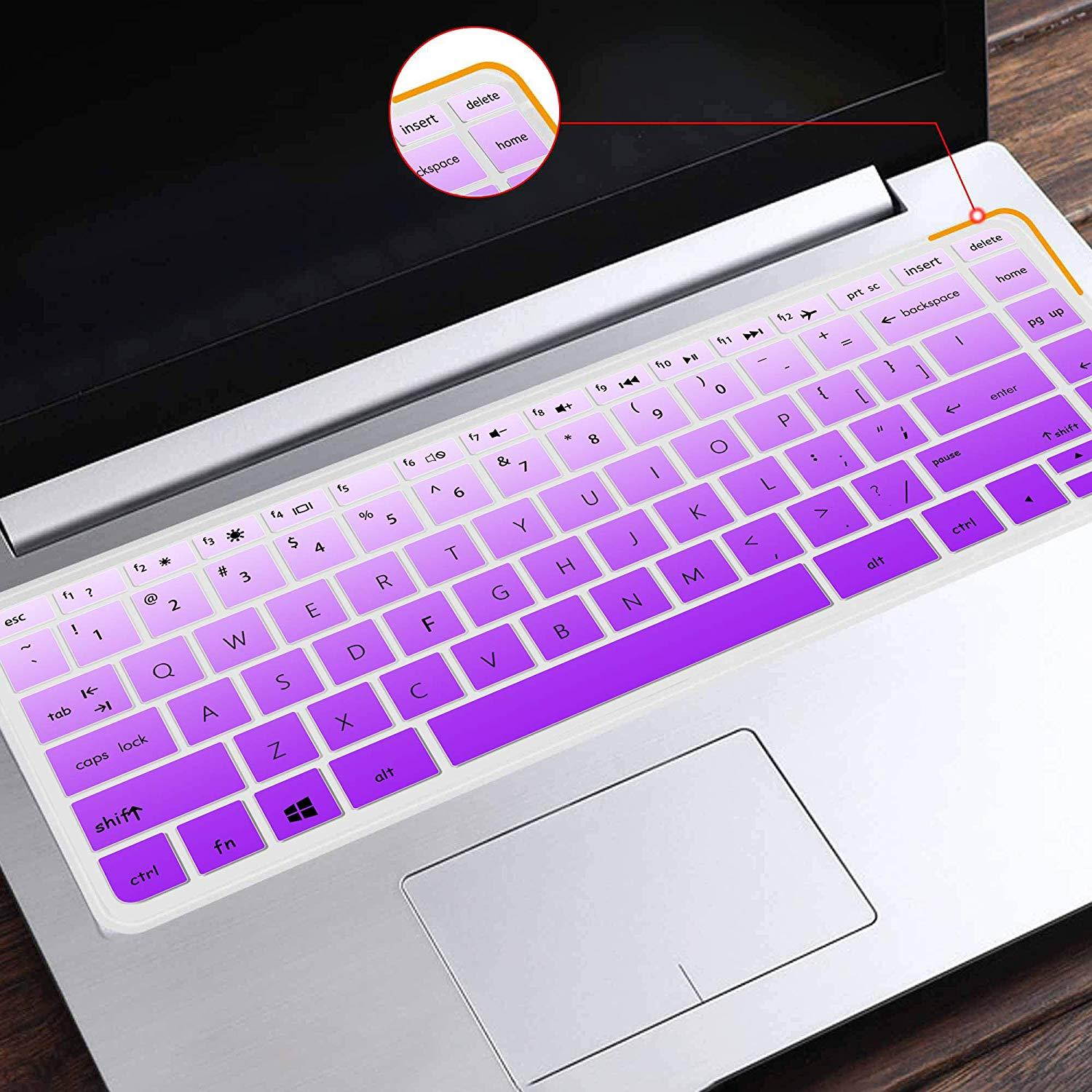 [2 pack]HP Stream 14 Inch Laptop Keyboard Cover Skin for HP Stream 14-ax Series,14 inch HP Pavilion 14-ab 14-ac 14-ad 14-al 14-an Series,14-ab010 14-ab166us 14-ac159nr 14-al062nr(Gradualpurple+clear)