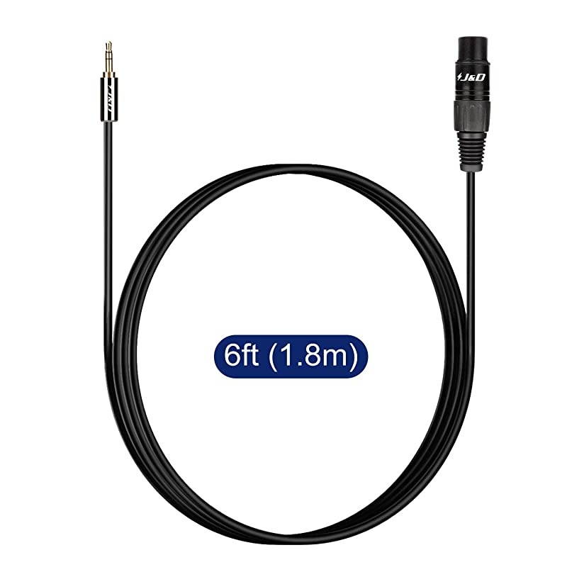 XLR to 3.5mm Microphone Cable, PVC Shelled XLR Female to 3.5mm 1/8 inch TRS Male Balanced Cable XLR to TRS 1/8 inch Adapter for DSLR Camera Smartphone Laptop, Computer Recording Device, 3 Feet