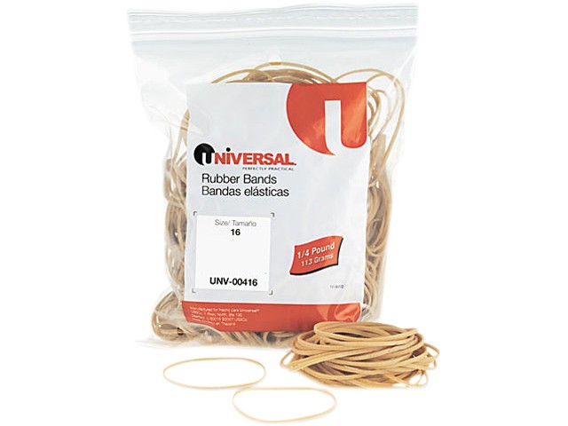 UNIVERSAL Rubber Bands Size 16 2-1/2 x 1/16 475 Bands/1/4lb Pack 00416