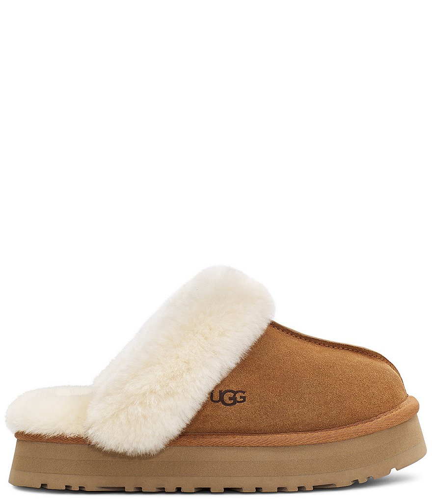 UGG&reg; Disquette Suede Fur Flatform Slides