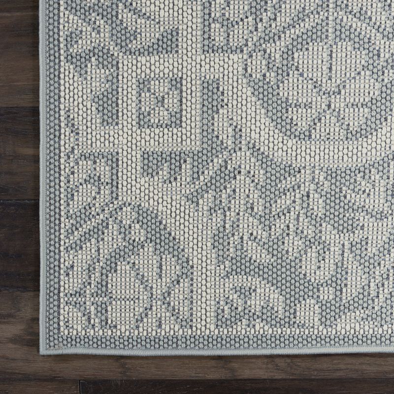 4'3"x6'3" Rectangle Indoor and Outdoor Geometric Area Rug Blue - Nourison