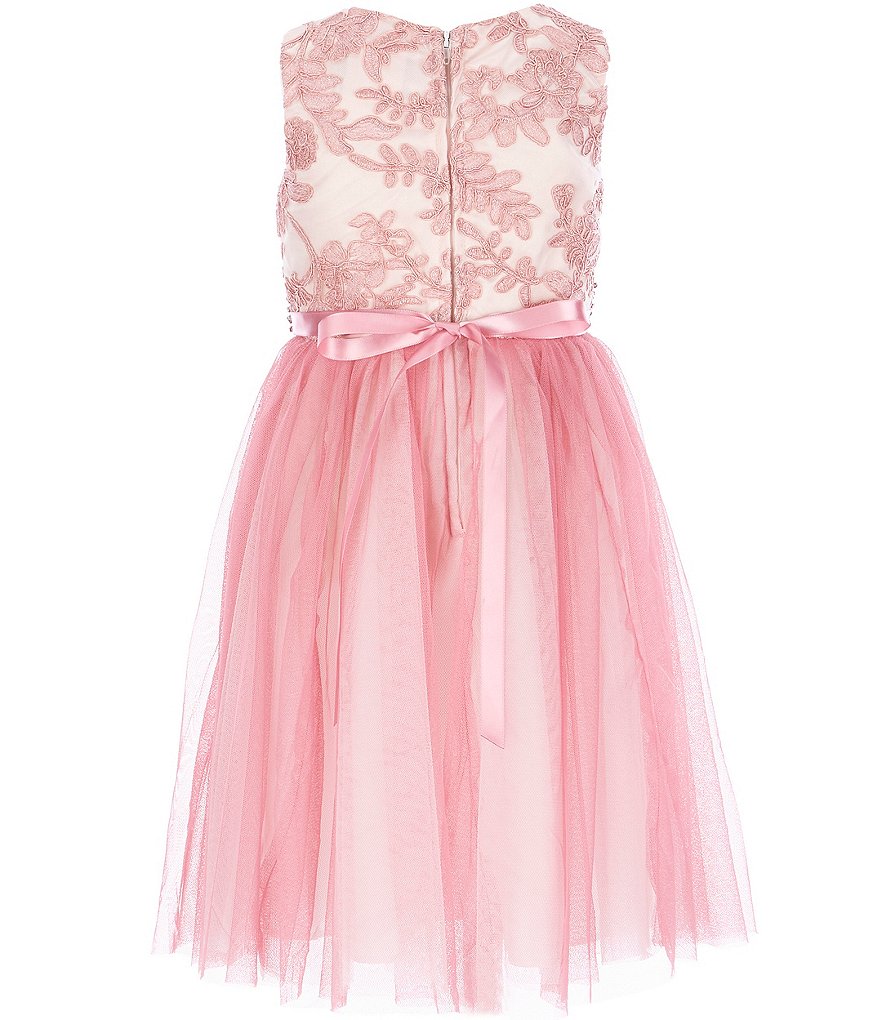 Laura Ashley Little Girls 2T-6X 3/4 Sleeve Rose & Butterfly Print Clip Dot Dress