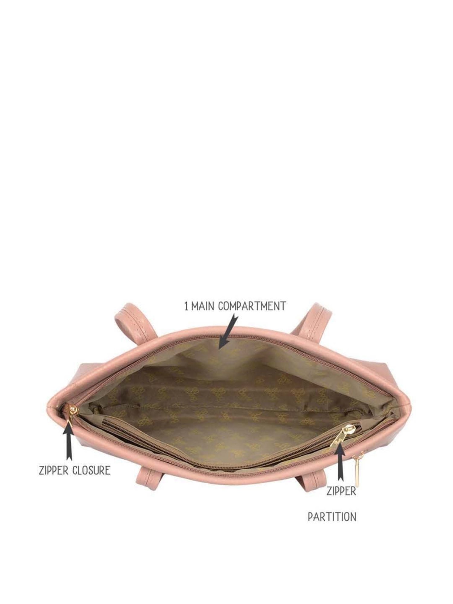 Baggit Pink Textured Medium Tote Handbag