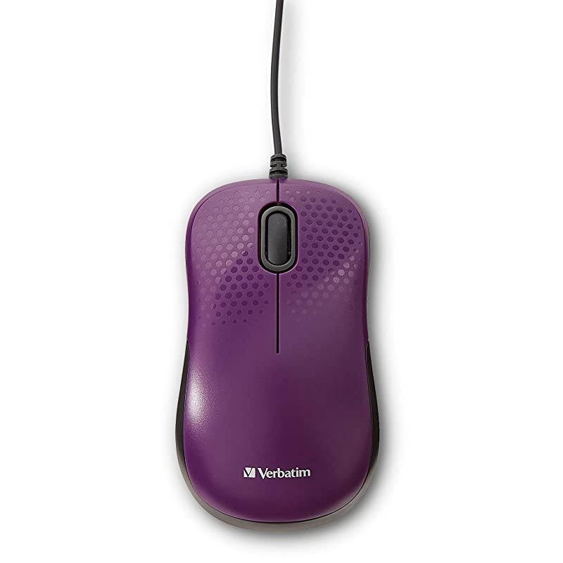 USB Silent Corded Optical Mouse - Computer Wired Noiseless and Silent Click Mouse for Mac and PC- Purple
