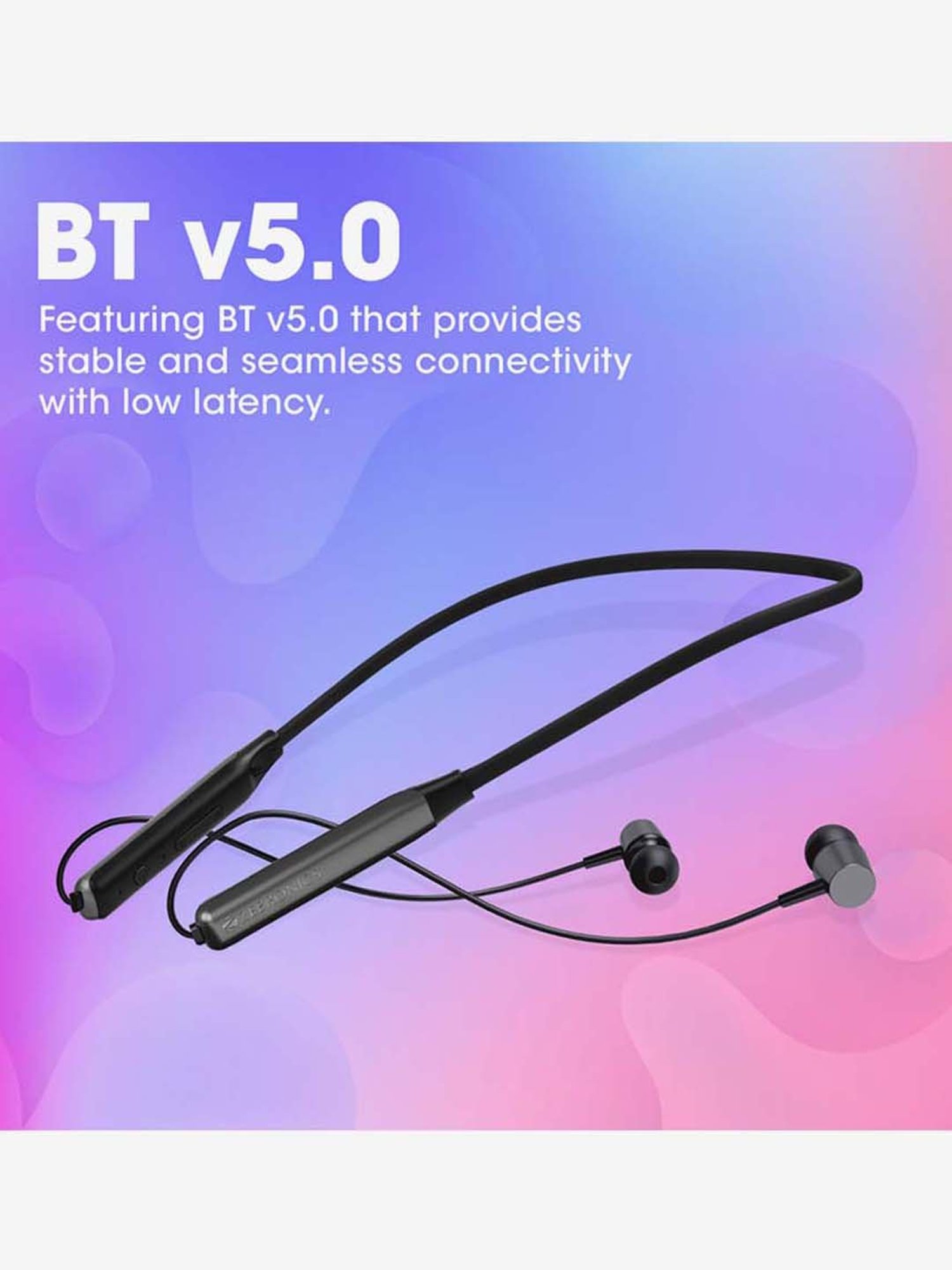 Zebronics Zeb-Evolve Wireless In-Ear Bluetooth Neckband with Mic (Grey)