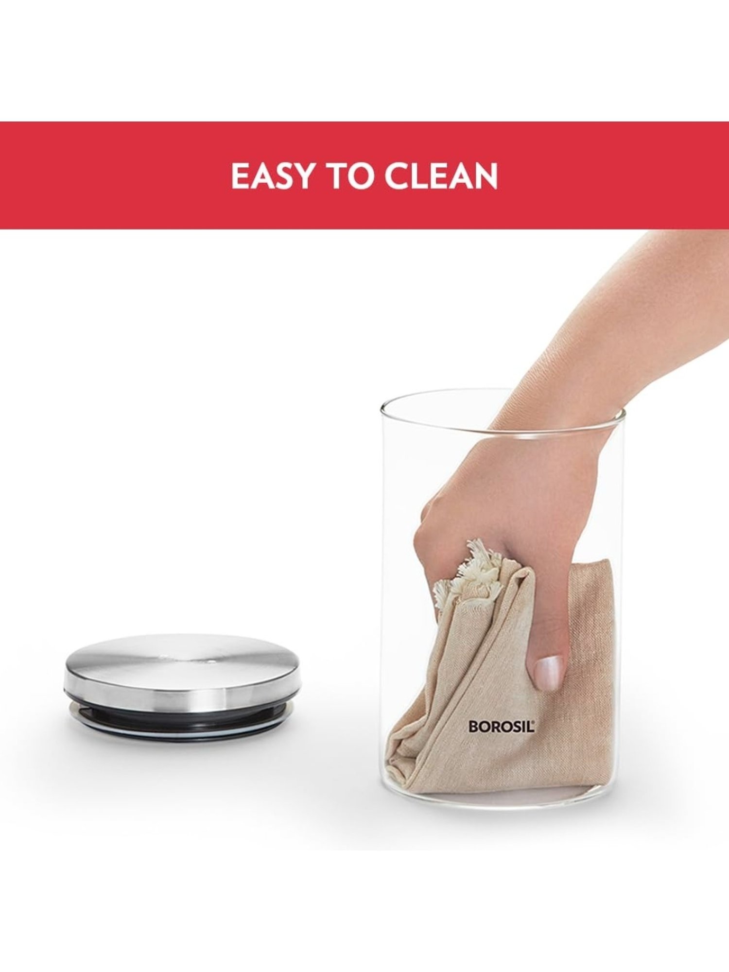 Borosil Transparent Glass Jar & Container (600ml)