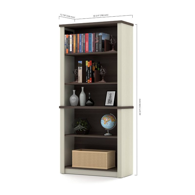66.8" Prestige + Modular Bookshelf White Chocolate/Antigua - Bestar