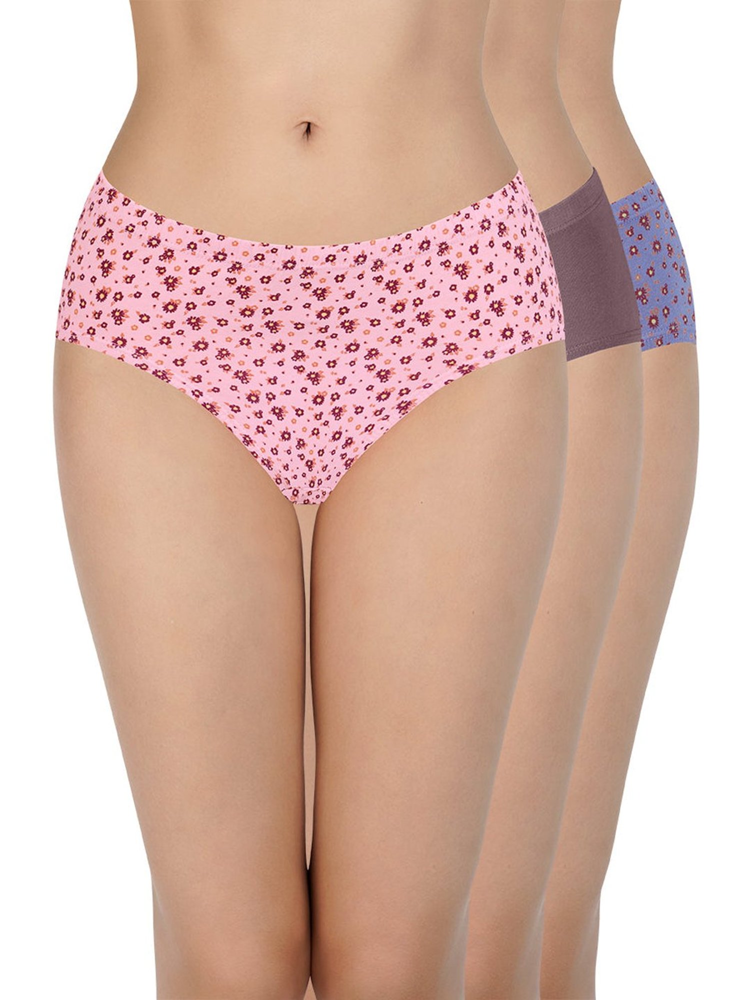 Every De by Amante Pink & Mauve Cotton Printed Hipster Panties - Pack Of 3