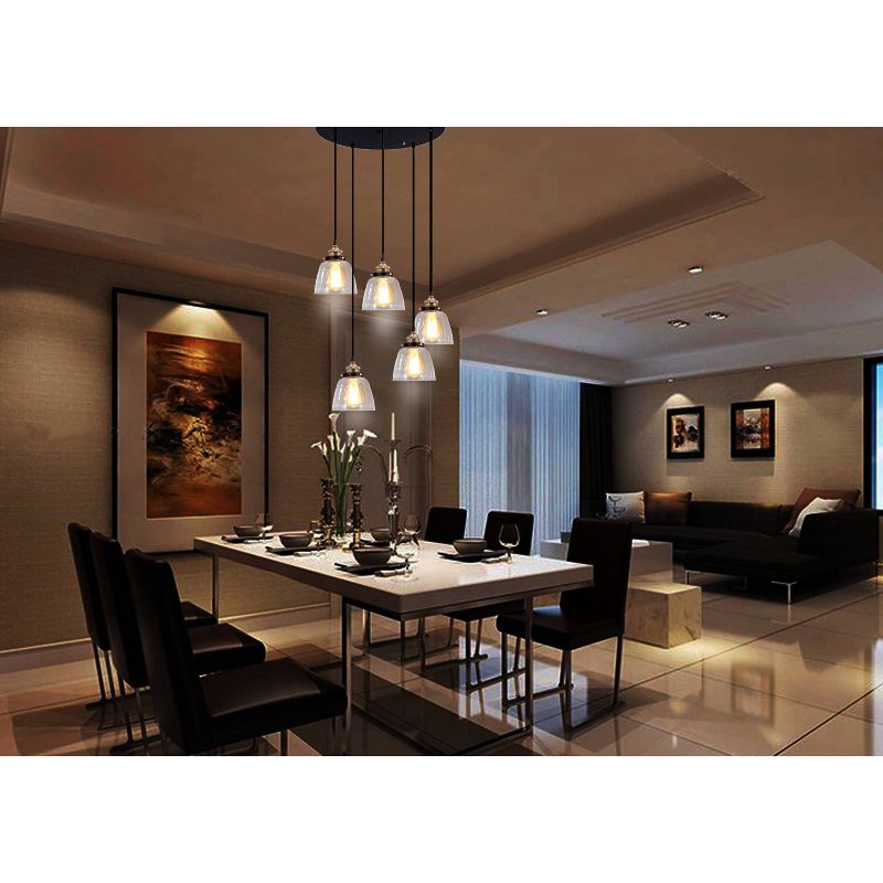 6" x 6" x 35" Euna 5 Light Adjustable Cord Edison Lamp Black - Warehouse of Tiffany