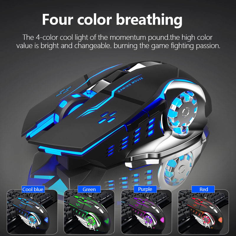 AULA SC100 Wireless Silent Gaming Mouse Rechargeable 1600 DPI 6 Buttons Ergonomic Optical USB Mute Mouse for PC Laptop Desktop