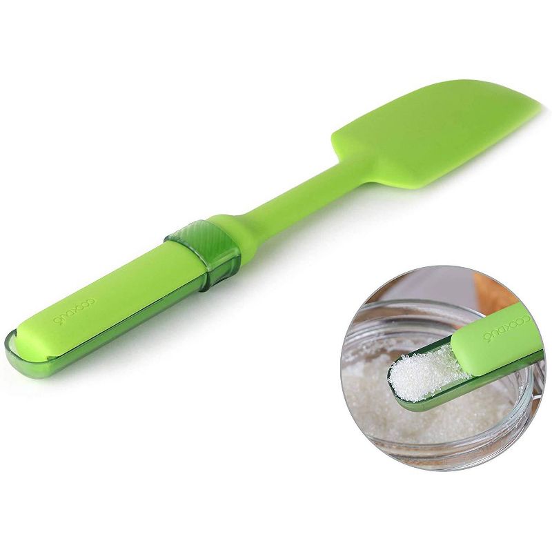 Cookduo Mix & Measure Spatula - Lime Silicone Spatula with Adjustable Measuring Spoon FDA