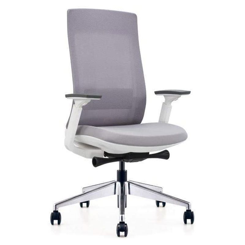 Eurotech Elevate Ergonomic Executive Adjustable Office Desk Chair with Synchro-Tilt, Tilt Lock, and Adjustable Seat and Arms, White Frame Gray Mesh
