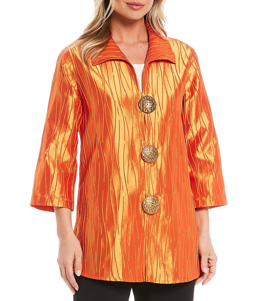 Caroline Rose Tissue Linen Bracelet Sleeve Shirt Jacket