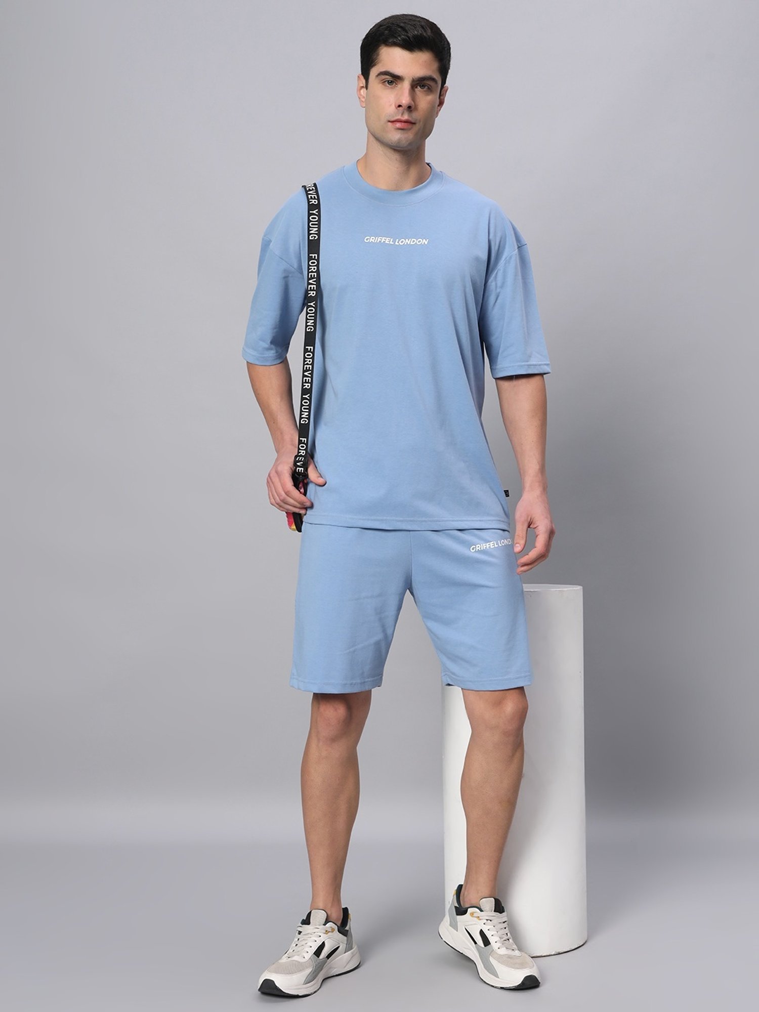 Griffel Aqua Cotton Loose Fit Printed T-Shirt