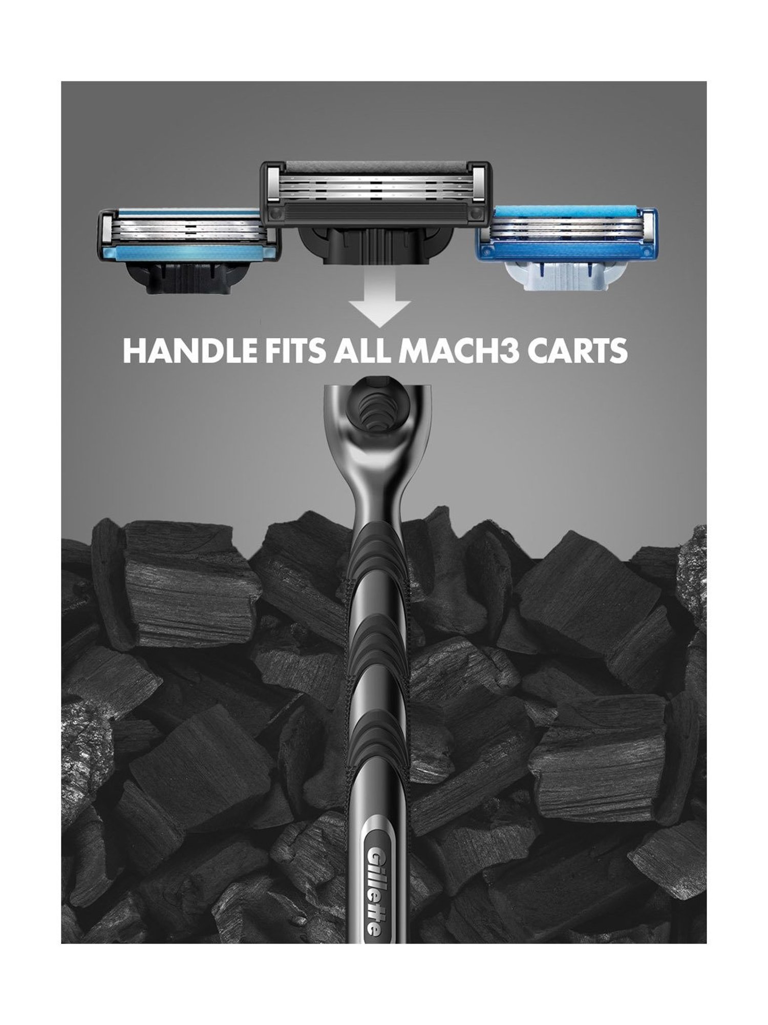 Gillette Mach3 Charcoal Shaving Razor Blades - 20 gm (Pack of 4)