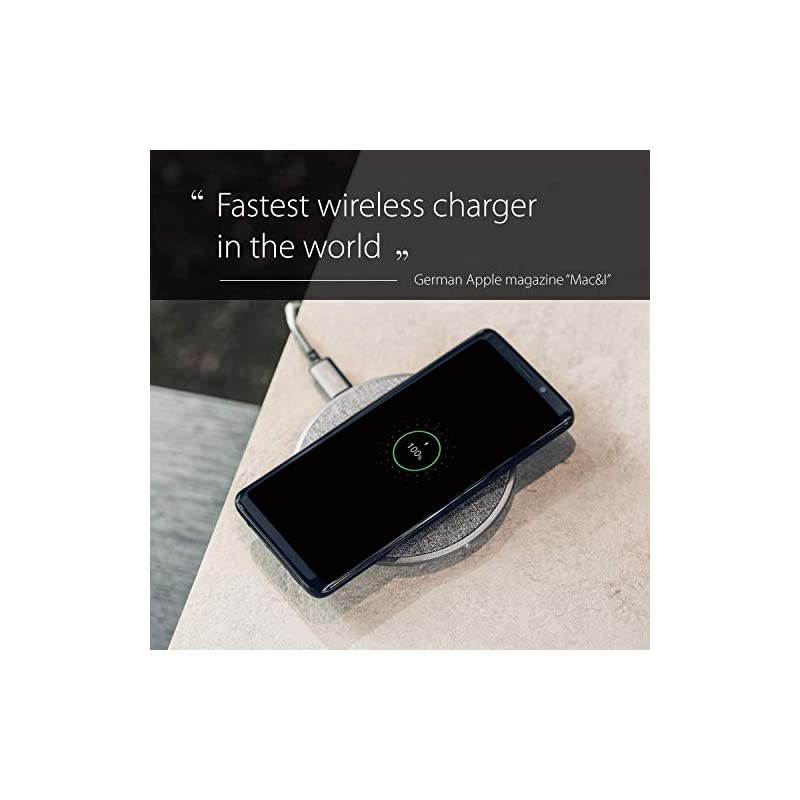 Otto Q Wireless Charger, Qi-Certified, Soft Textured Fabric, Fast Wireless Charging 15W Max Compatible with Galaxy 21, iPhone 12, iPhone 11, AirPods Pro, Note, Pixel (No AC Adapter)