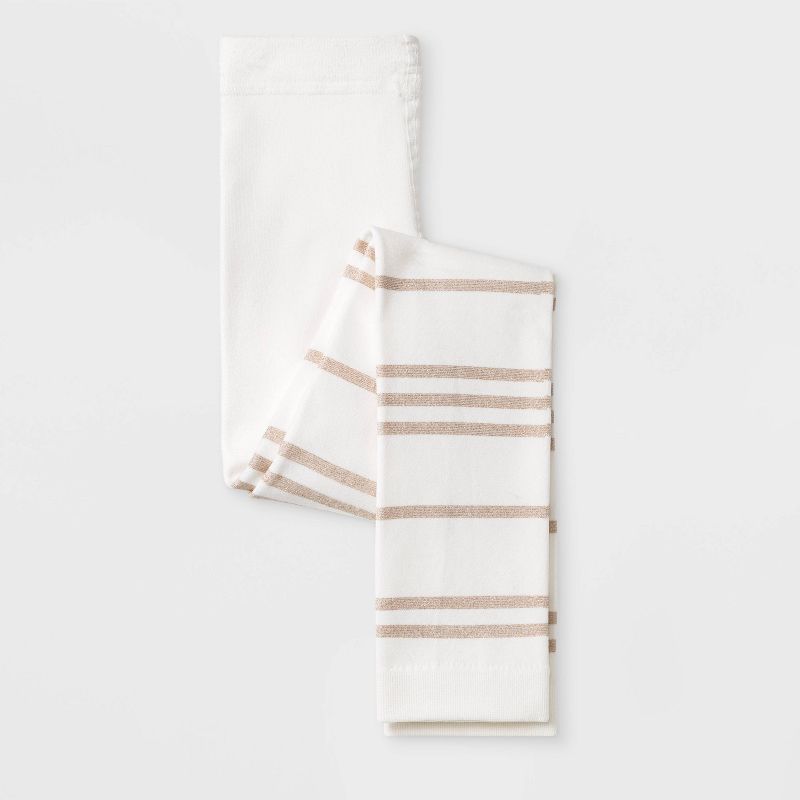 Girls' Metallic Fleece Lined Footless Tights- Cat & Jack™ Cream