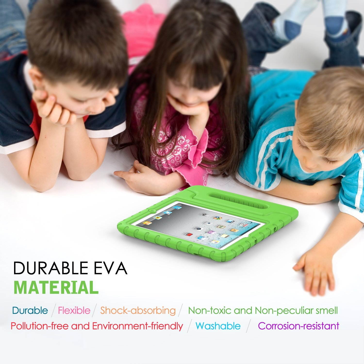 MoKo Case Fit iPad 2/3 / 4 - Kids Shock Proof Convertible Handle Light Weight Super Protective Stand Cover Compatible with iPad 2 / The New iPad 3 (3rd Gen) / iPad 4, Green