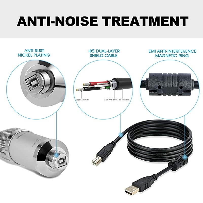 USB Microphone  Unidirectional Condenser Mic for Computer PC MacWindows Podcasting Vlog YouTube Studio Recording Skype Stream Voice Over Vocal Dictation with Desktop Tripod Stand